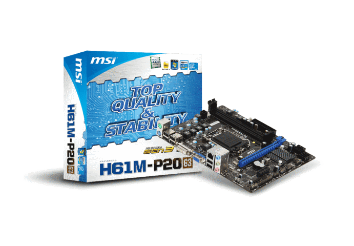 Carte mere MSI H61M-S20  (G3) LGA-1155 Socket  1155
CPU (Max...
